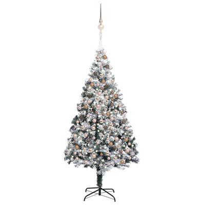 vidaXL Kunstkerstboom met verlichting en kerstballen 240 cm PVC groen