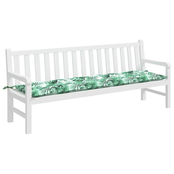 vidaXL Tuinbankkussen met bladpatroon, 200x50x7 cm, Oxfordstof