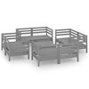vidaXL 9-delige Loungeset massief grenenhout grijs