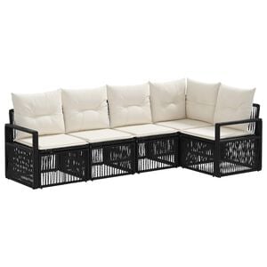 vidaXL Tuinbankenset 5 st Zwart poly rattan