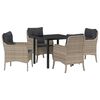 vidaXL Tuin eettafelset met kussen 5 pcs Lichtgrijs poly rattan