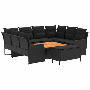 vidaXL Meubelsets met kussen 7 pcs Zwart PE Rattan