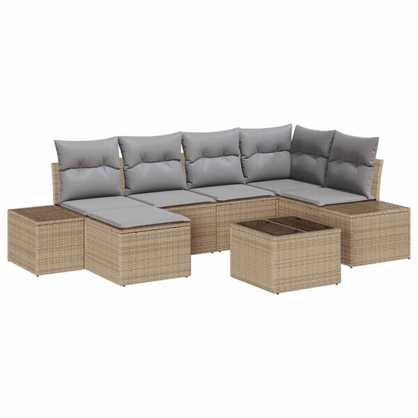 vidaXL Tuin Sofa Set met kussen 6 pcs Beige en Licht Grijs poly rattan