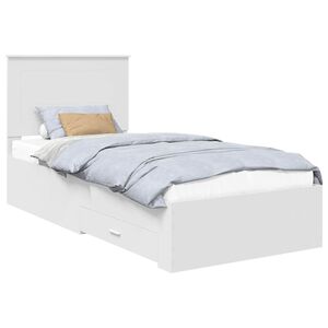 vidaXL Bedframe met hoofdeinde met lade Wit 90 x 190 cm Bewerkt hout
