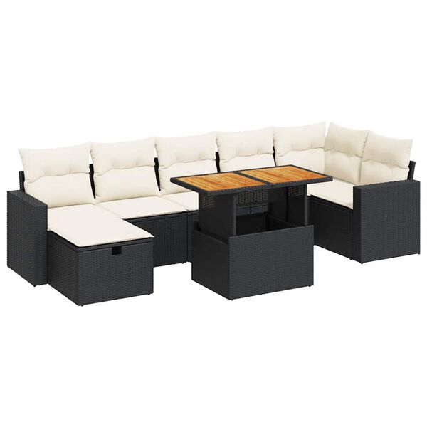 vidaXL 5-delige Loungeset met kussens poly rattan acacia zwart