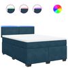 vidaXL Boxspring met matras fluweel blauw 160x200 cm