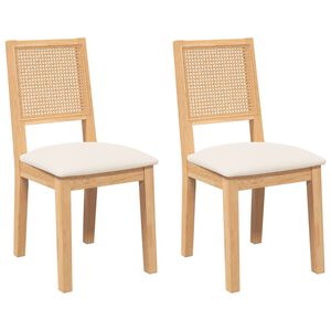 vidaXL Eetkamerstoelen met kussens 2 st massief hout rubber