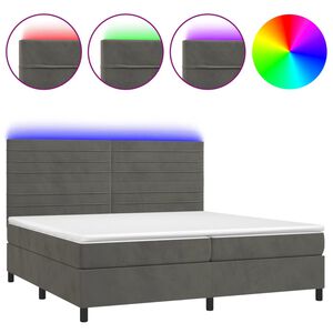 vidaXL Boxspring met matras en LED fluweel donkergrijs 200x200 cm