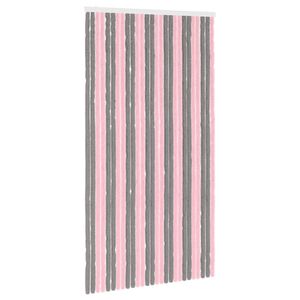 vidaXL Insecten Gordijn Chenille Zilvergrijs en Roze 118 x 220 cm