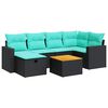 vidaXL 7-delige Loungeset met kussens poly rattan zwart