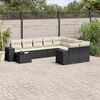vidaXL 10-delige Loungeset met kussens poly rattan zwart