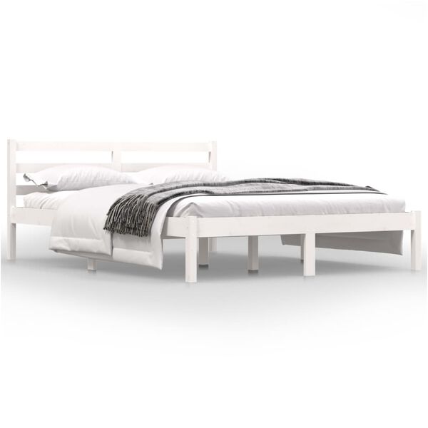 vidaXL Bedframe massief grenenhout wit 120x190 cm