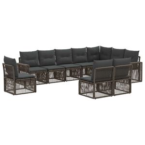 vidaXL Tuinbankenset 10 st Grijs en Donkergrijs poly rattan