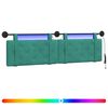 vidaXL Hangend hoofdbord Met LED-verlichting Turquoise Fluweel