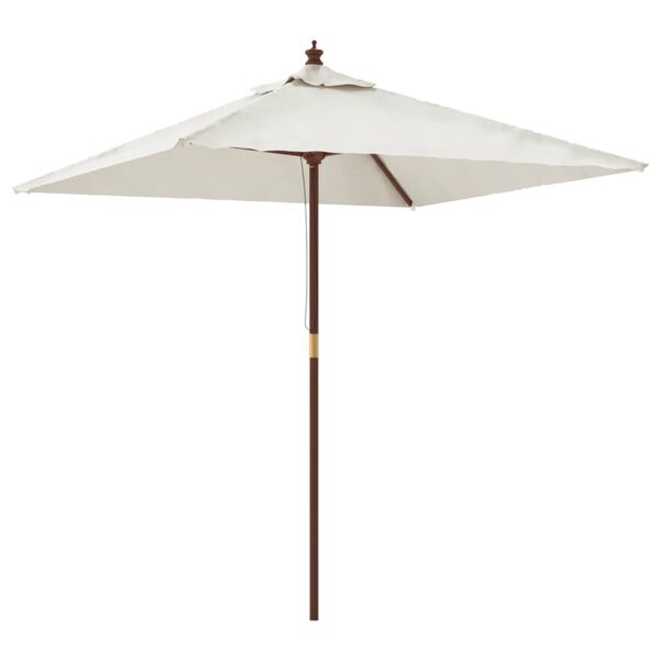 vidaXL Parasol met houten paal 198x198x231 cm zandkleurig