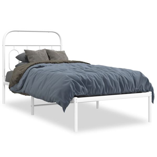 vidaXL Bedframe met hoofdbord metaal wit 80x200 cm