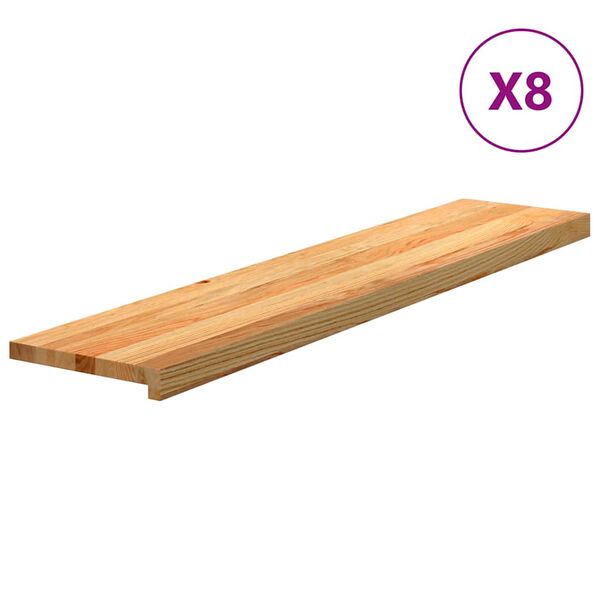 vidaXL Traptreden 8 st 120x25x2 cm massief eikenhout lichtbruin