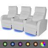 vidaXL LED Driedubbele Leunstoel 3-zits kunstleer wit