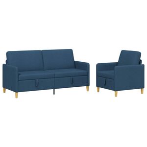 vidaXL Bankenset met opbergruimte 2 st Blauw Polyester