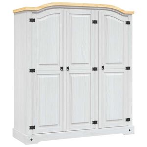 vidaXL Kledingkast met 3 deuren Mexicaans grenenhout Corona-stijl wit