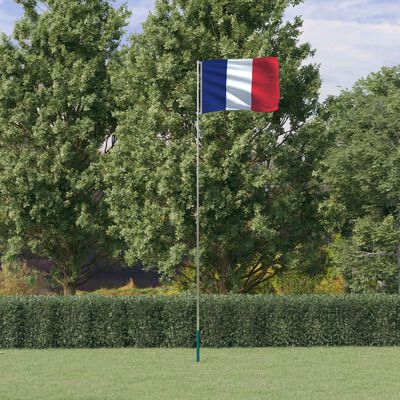 vidaXL Vlag met vlaggenmast Frankrijk 5,55 m aluminium