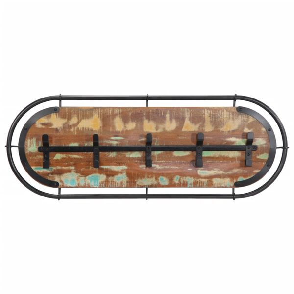 vidaXL Wandkapstok met 5 haken massief gerecycled hout