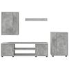 vidaXL Tv-meubelset Wandgemonteerd 4 pcs Beton Grijs Bewerkt hout