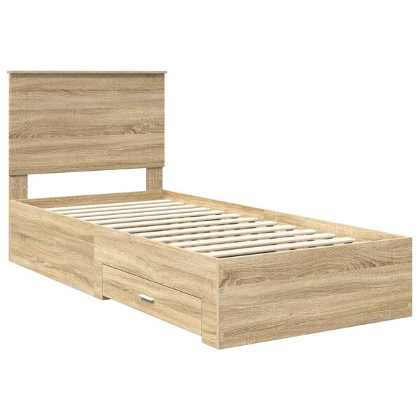 vidaXL Bedframe met hoofdeinde Sonoma Eiken 100 x 200 cm Bewerkt hout