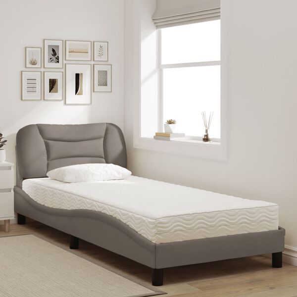 vidaXL Bed met matras "Hvar" stof taupe 90x190 cm