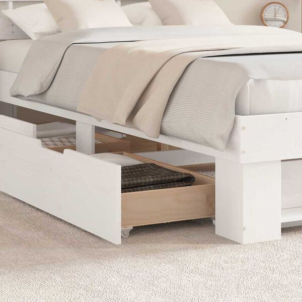 vidaXL Bedframe met hoofdeinde Wit 135 x 190 cm Massief grenenhout