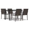 vidaXL 5-delige Tuinset met kussens poly rattan en staal