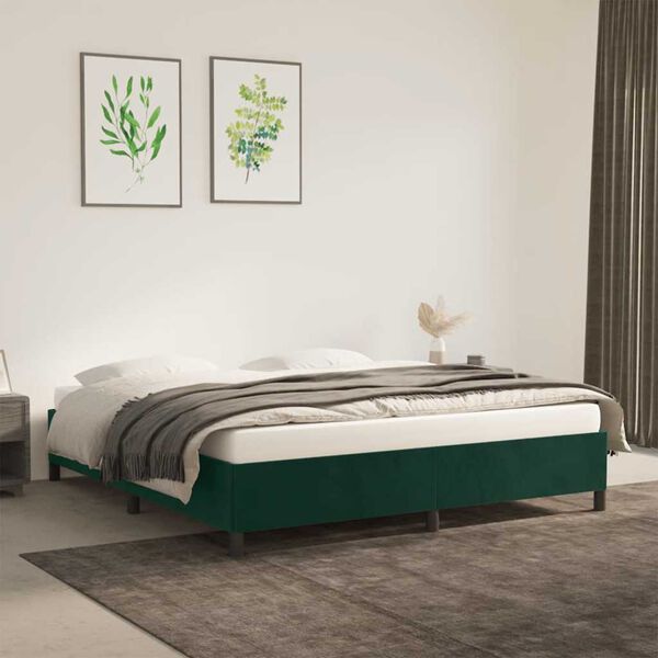 vidaXL Bedframe zonder matras 180x200 cm fluweel donkergroen