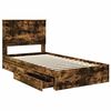 vidaXL Opslag bed met lade Gerookt eiken 100 x 200 cm Bewerkt hout