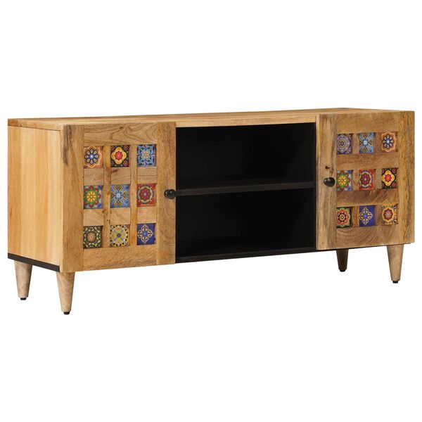 vidaXL TV-kast met plank Naturel 105 x 33,5 x 46 cm Massief Mango Hout