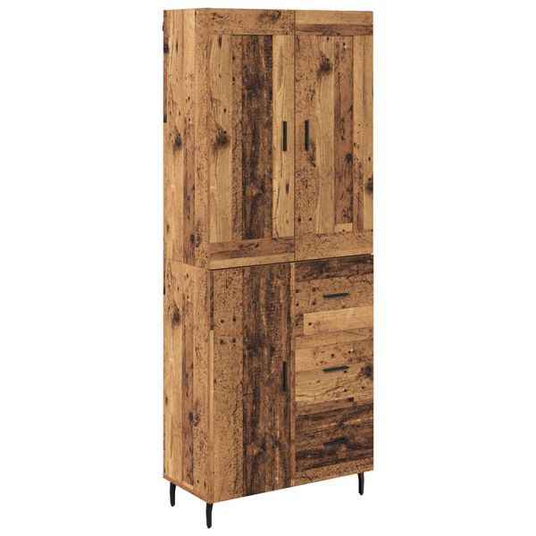 vidaXL Hoge kast met lade 2 pcs Oudhout Bewerkt hout