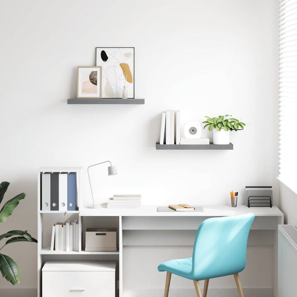 vidaXL Wandschappen zwevend 2 st 60x23,5x3,8 cm MDF grijs