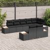 vidaXL Tuinbankenset met kussen met opslag 8 pcs Zwart Polyrattan