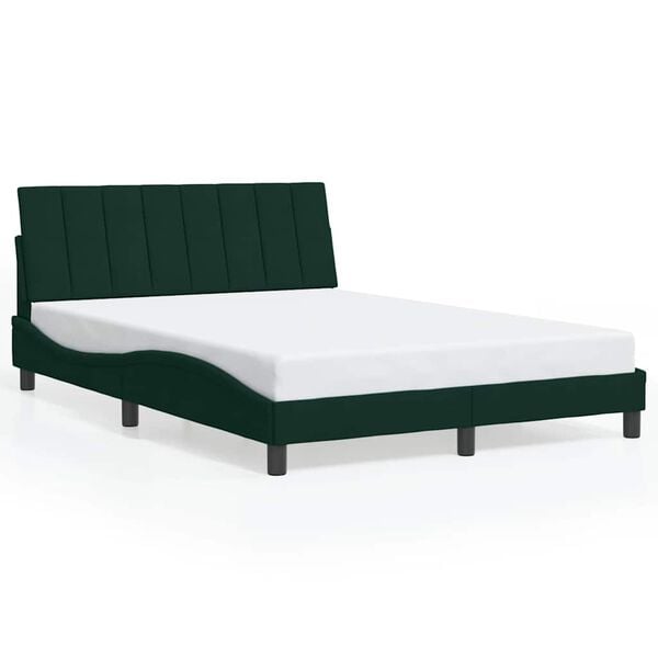 vidaXL Bedframe zonder matras "Hanko" 140x190 cm fluweel donkergroen
