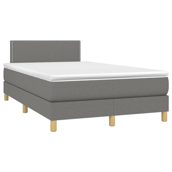 vidaXL Boxspring met matras en LED stof donkergrijs 120x190 cm