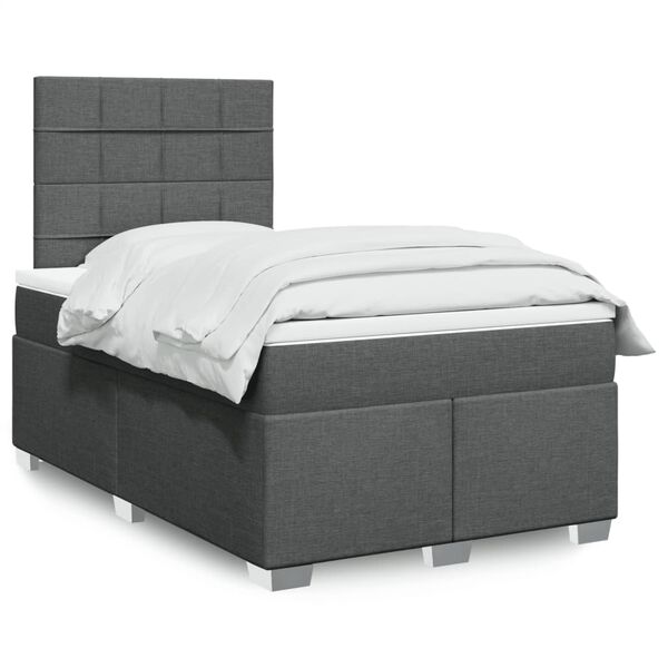 vidaXL Boxspring met matras stof donkergrijs 120x190 cm