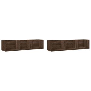 vidaXL Wandkasten 2 st 75x18x16,5 cm bewerkt hout bruin eikenkleur