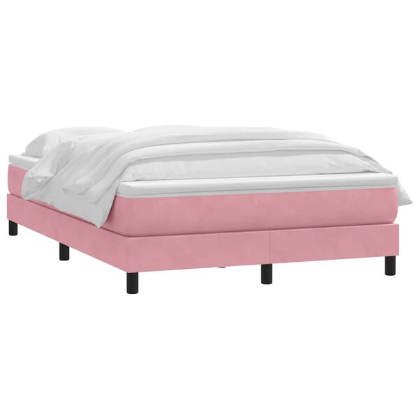vidaXL Boxspring met matras fluweel roze 160x210 cm