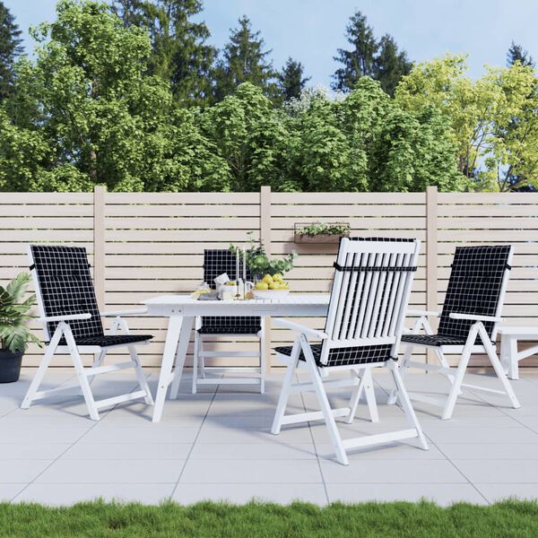 vidaXL Stoelkussens 4 st hoge rug ruitpatroon stof zwart