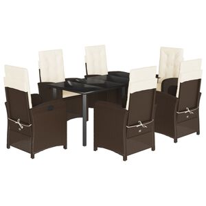 vidaXL 7-delige Tuinset met kussens poly rattan bruin