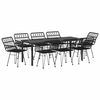 vidaXL Tuin eettafelset 9 pcs Zwart Gepoedercoat staal