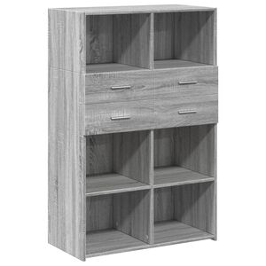 vidaXL Hoge kast 80x42,5x124 cm bewerkt hout grijs sonoma eikenkleurig