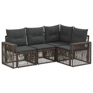 vidaXL Tuinbankenset 4 st 4-zits Grijs en Donkergrijs poly rattan