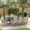 vidaXL Tuin eettafelset met kussen 9 pcs Lichtgrijs poly rattan
