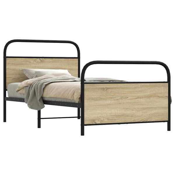 vidaXL Bedframe zonder matras bewerkt hout sonoma eikenkleur 90x200 cm