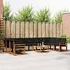 vidaXL Buiten bankenset met kussen 11 pcs Natuurlijk en Zwart